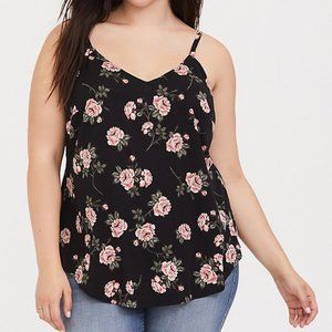 Torrid ESSENTIAL BLACK FLORAL STRETCH TANK